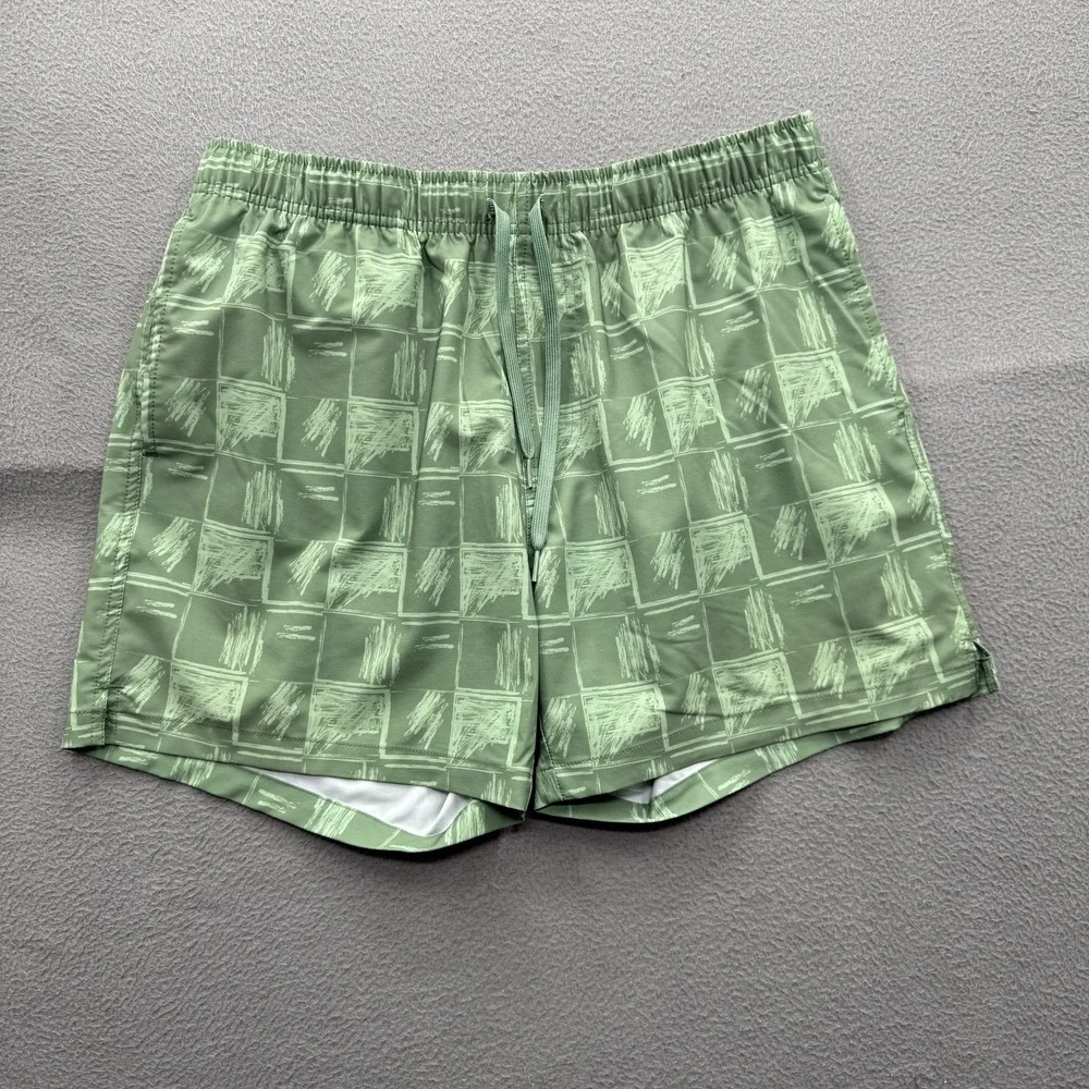 Bearbottom Clothing Swim Shorts Mens XL Green Geometric Trunks‎ 5.5 Inseam Lined